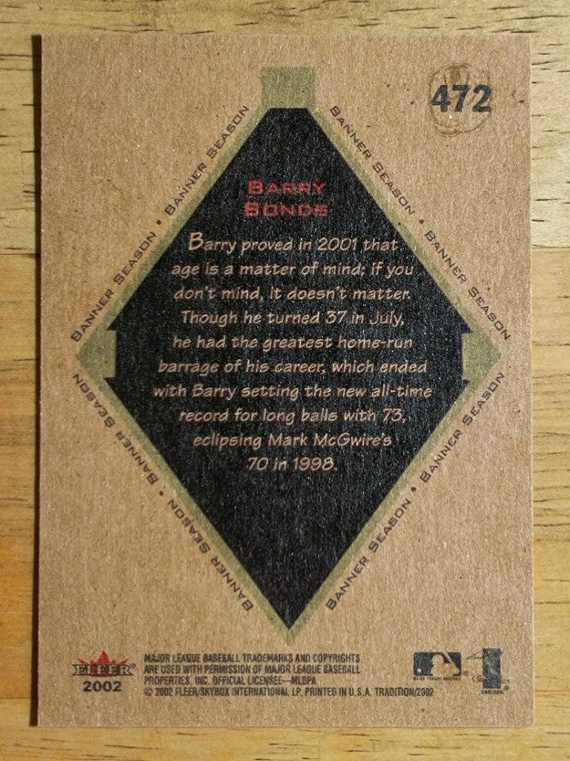 2002 Fleer Tradition #472 Barry Bonds BNR