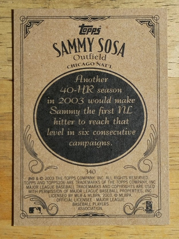 2002 Topps 206 #340A Sammy Sosa Blue Jsy SP