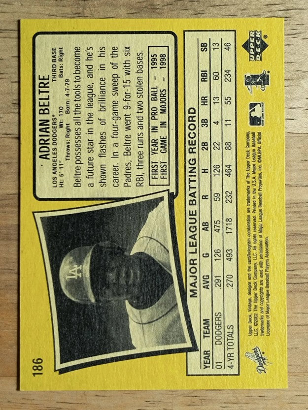 2002 Upper Deck Vintage #186 Adrian Beltre