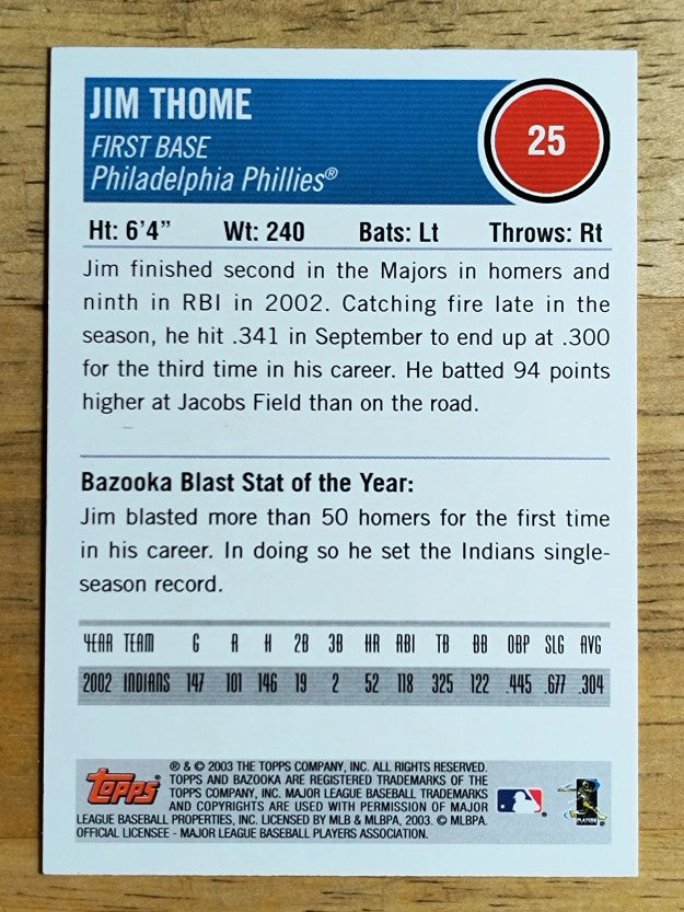 2003 Bazooka #25 Jim Thome