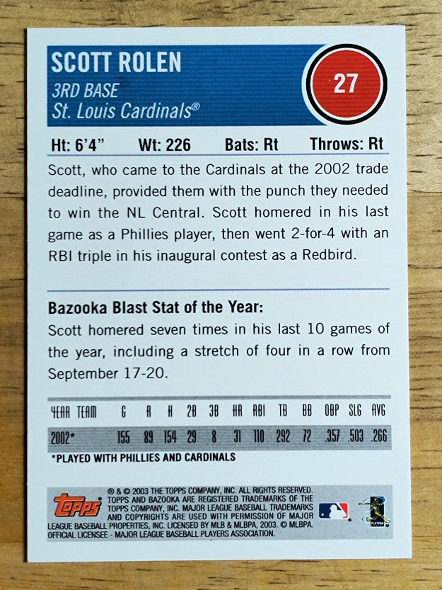 2003 Bazooka #27 Scott Rolen