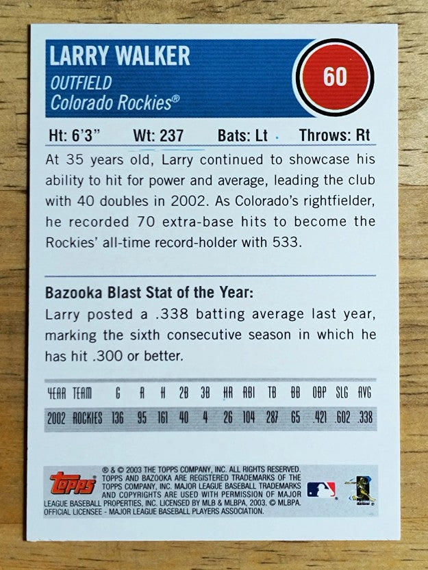2003 Bazooka #60 Larry Walker
