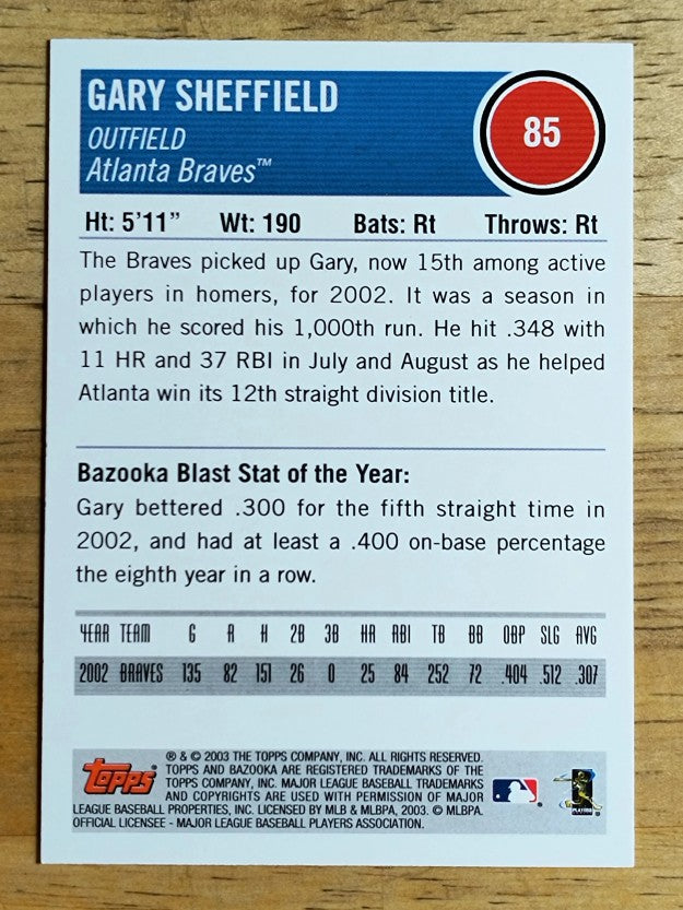 2003 Bazooka #85 Gary Sheffield