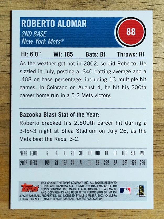2003 Bazooka #88 Roberto Alomar