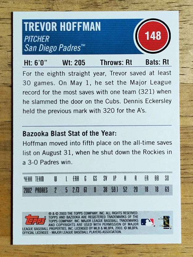 2003 Bazooka #148 Trevor Hoffman