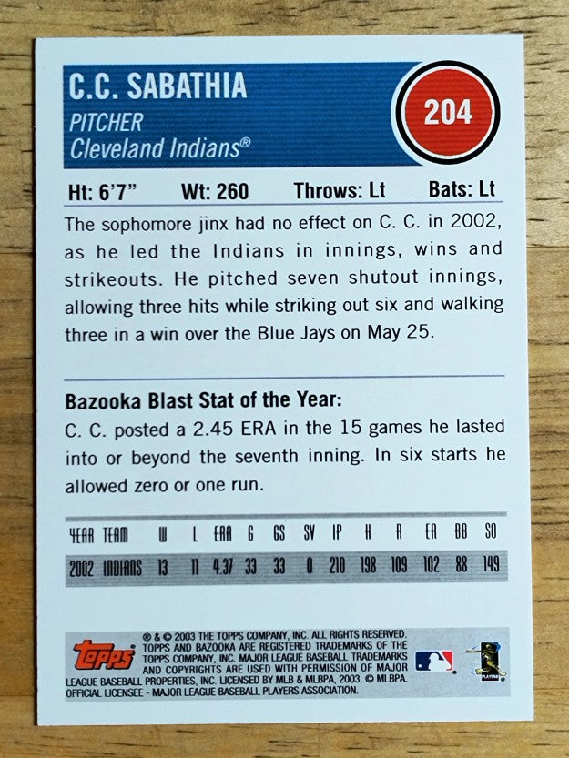 2003 Bazooka #204 C.C. Sabathia