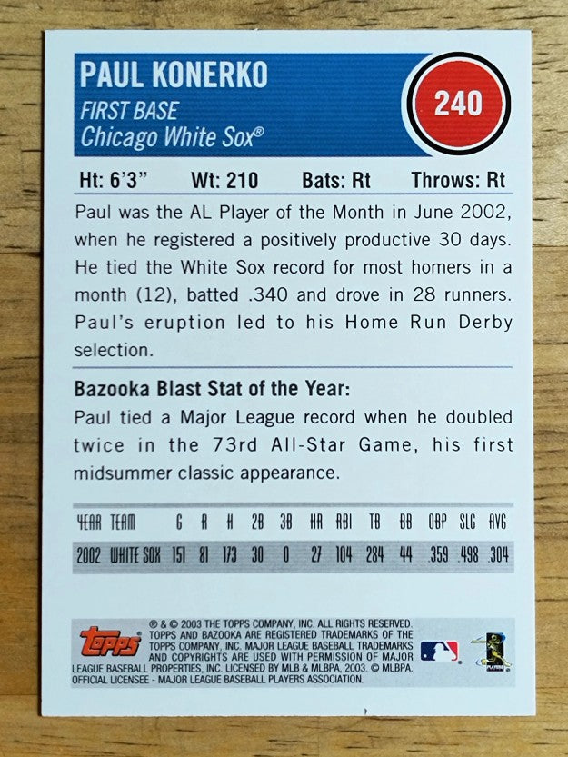 2003 Bazooka #240 Paul Konerko