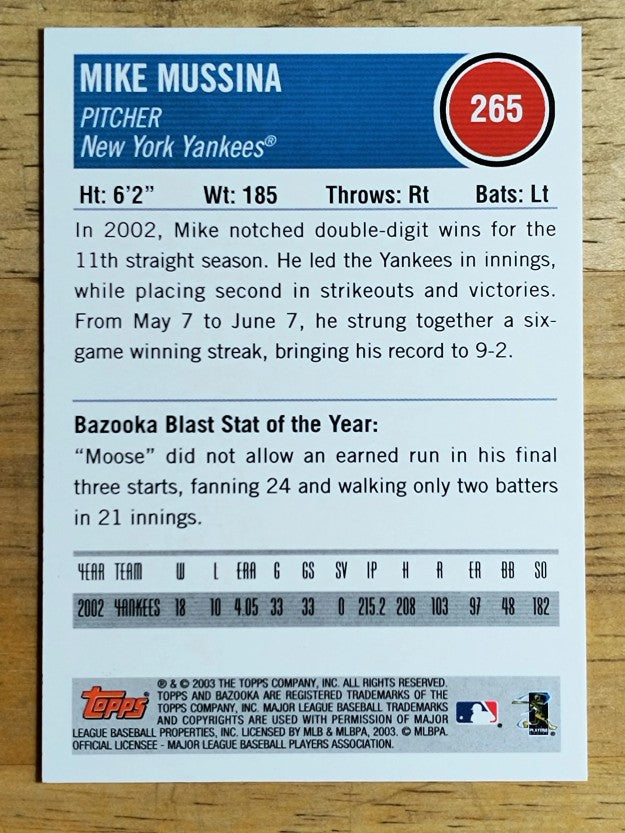 2003 Bazooka #265 Mike Mussina