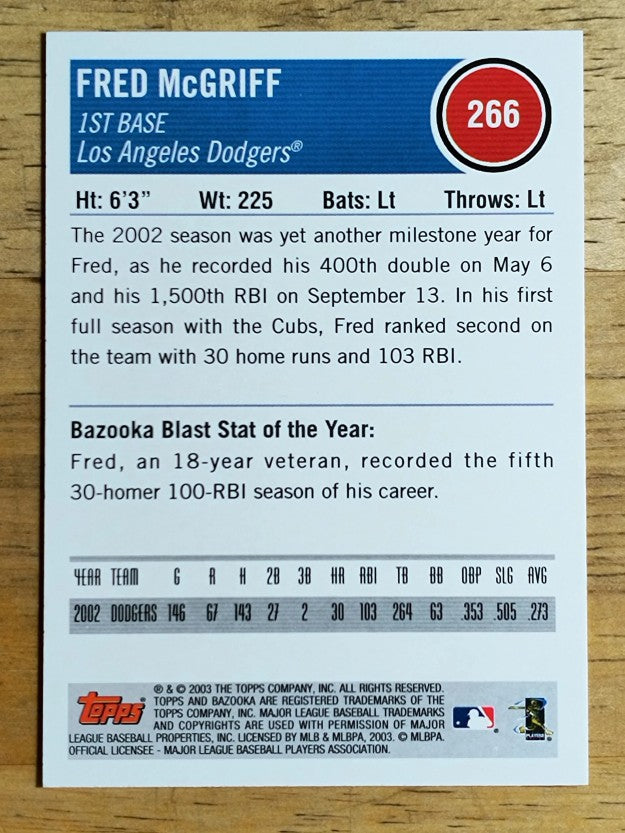 2003 Bazooka #266 Fred McGriff