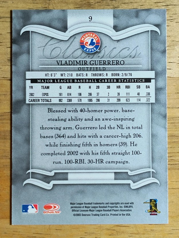 2003 Donruss Classics #9 Vladimir Guerrero