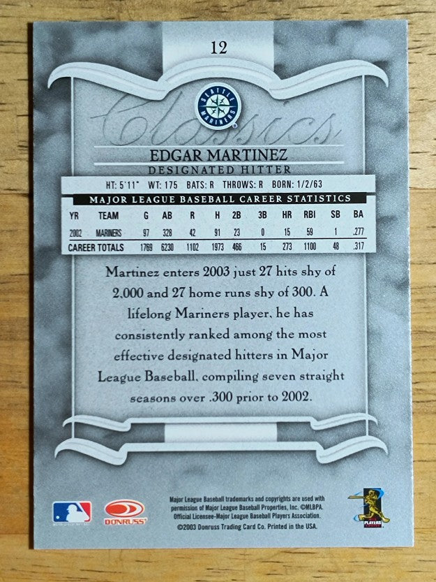 2003 Donruss Classics #12 Edgar Martinez