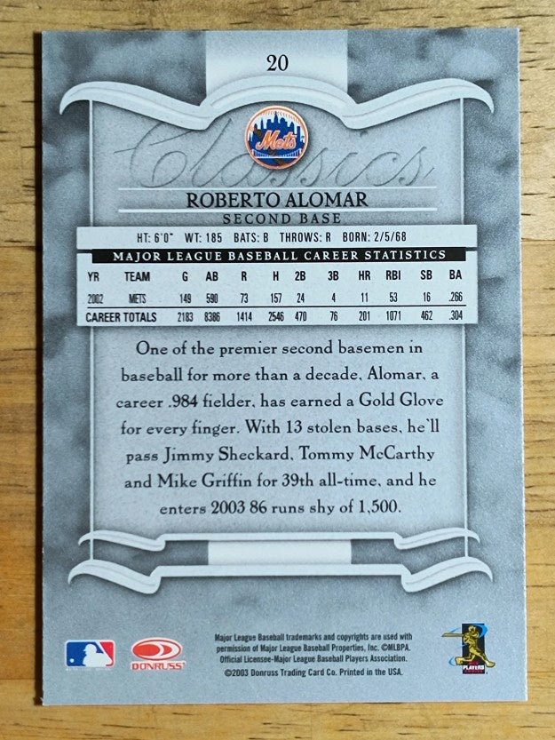 2003 Donruss Classics #20 Roberto Alomar