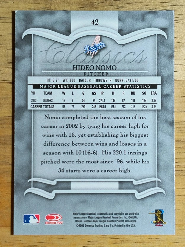 2003 Donruss Classics #42 Hideo Nomo