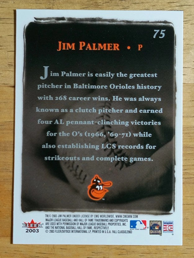 2003 Fleer Fall Classics #75 Jim Palmer GC