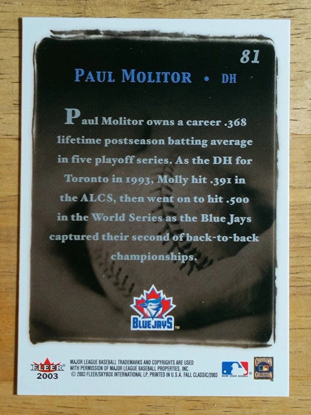 2003 Fleer Fall Classics #81 Paul Molitor GC
