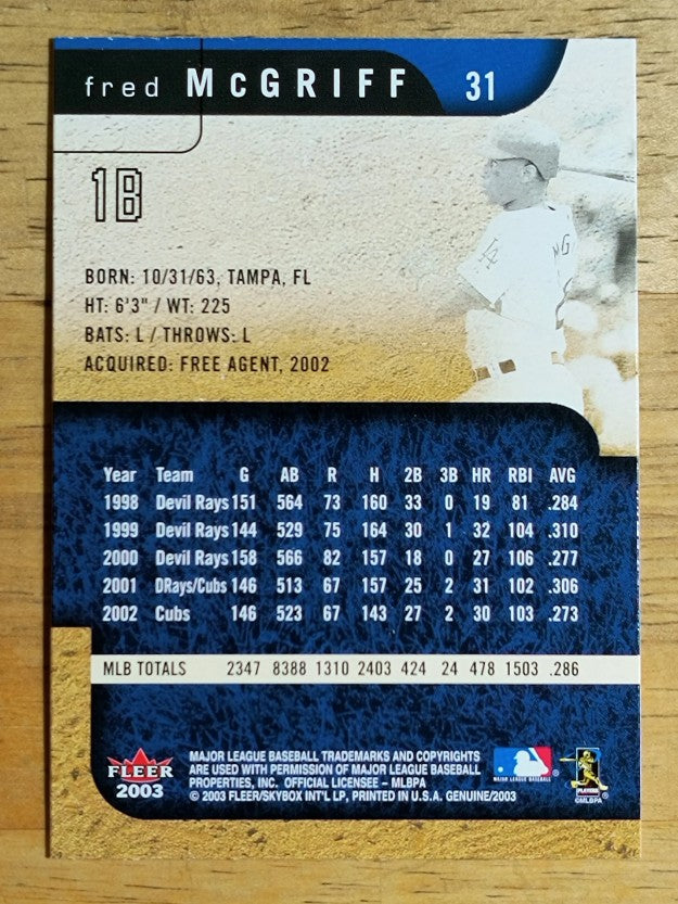 2003 Fleer Genuine #31 Fred McGriff