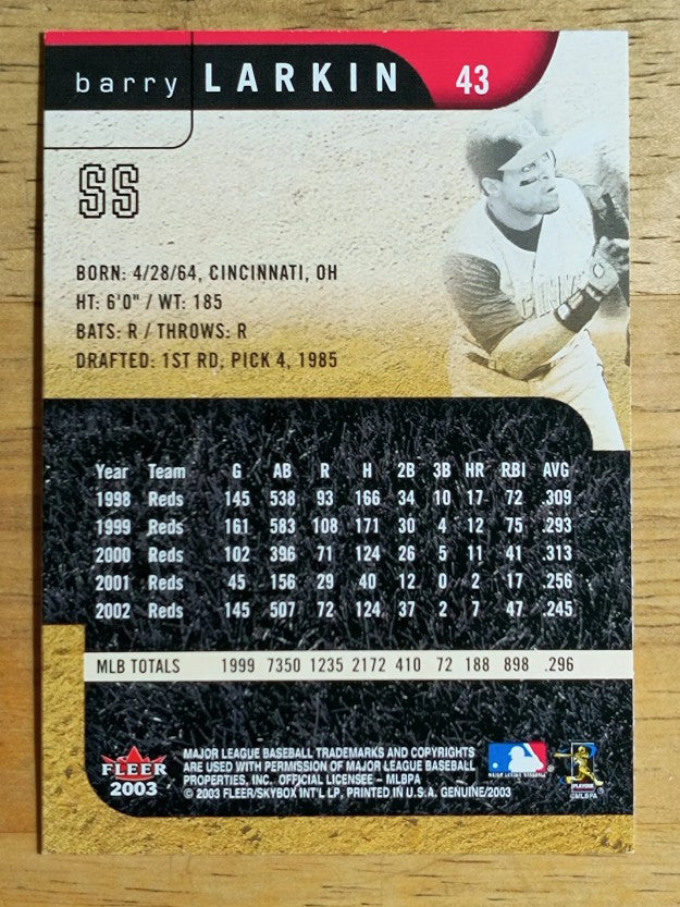2003 Fleer Genuine #43 Barry Larkin