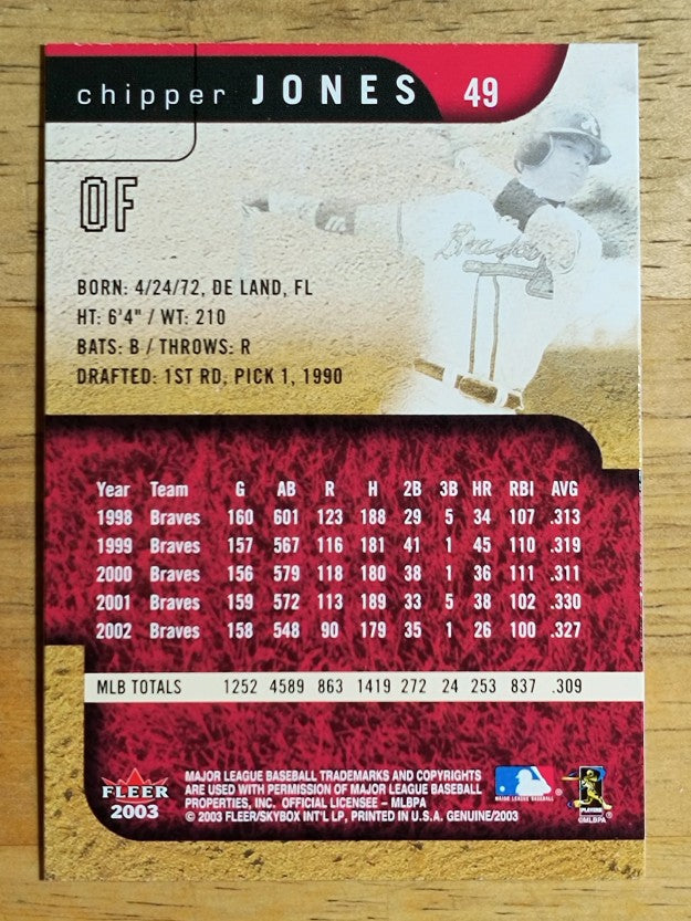 2003 Fleer Genuine #49 Chipper Jones