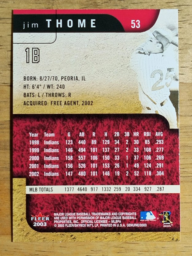 2003 Fleer Genuine #53 Jim Thome