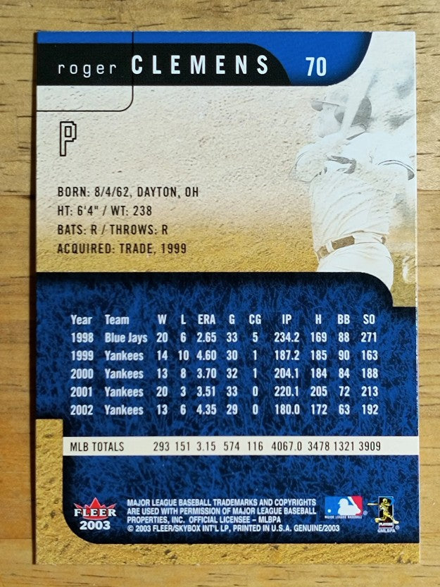 2003 Fleer Genuine #70 Roger Clemens