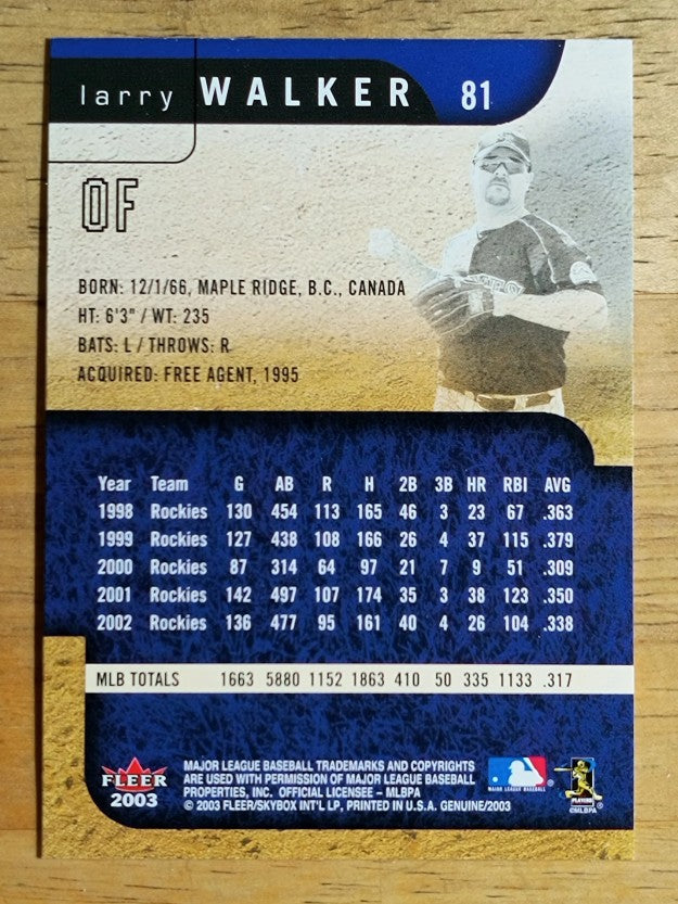 2003 Fleer Genuine #81 Larry Walker