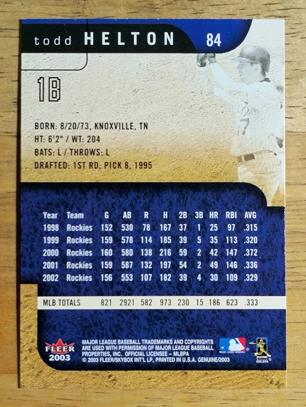 2003 Fleer Genuine #84 Todd Helton