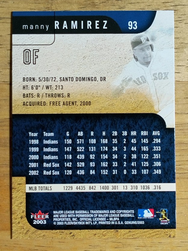 2003 Fleer Genuine #93 Manny Ramirez