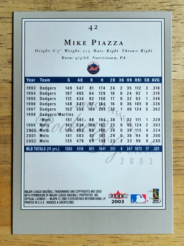 2003 Fleer Rookies and Greats #42 Mike Piazza