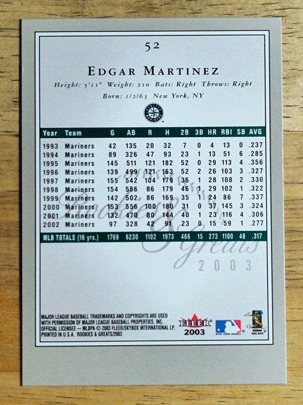 2003 Fleer Rookies and Greats #52 Edgar Martinez