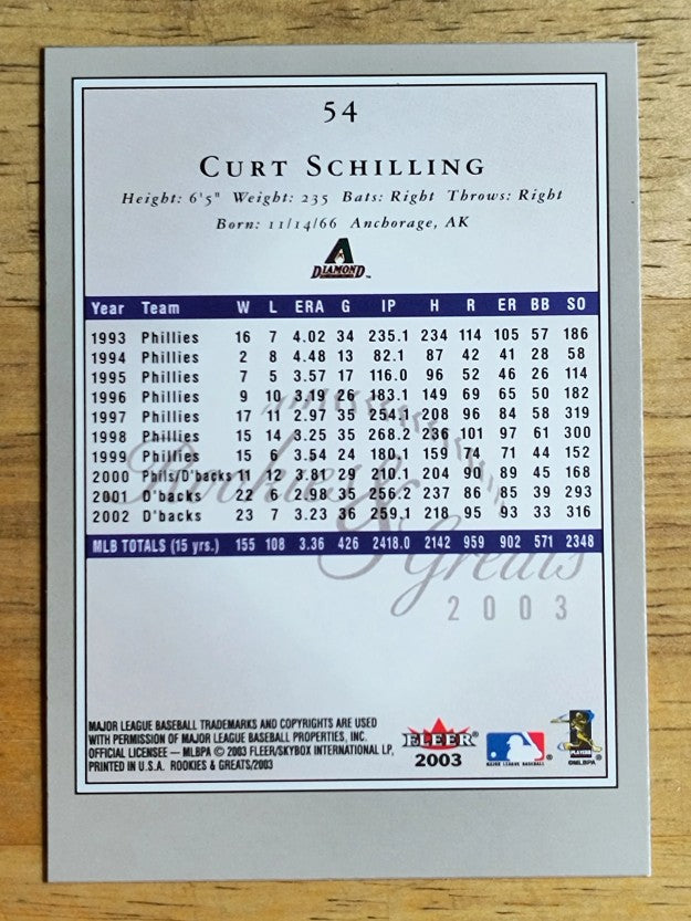 2003 Fleer Rookies and Greats #54 Curt Schilling