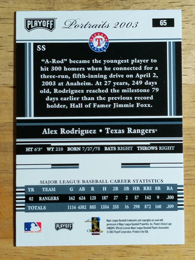 2003 Playoff Portraits #65 Alex Rodriguez Rgr