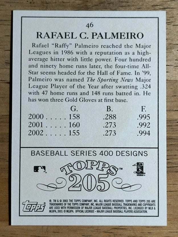 2003 Topps 205 #46 Rafael Palmeiro