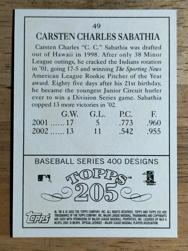 2003 Topps 205 #49 C.C. Sabathia