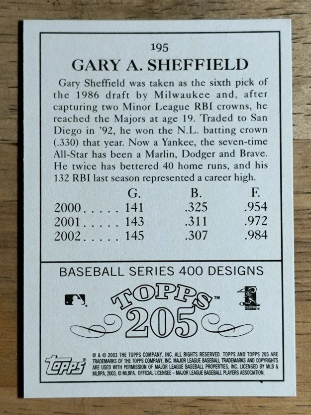 2003 Topps 205 #195 Gary Sheffield