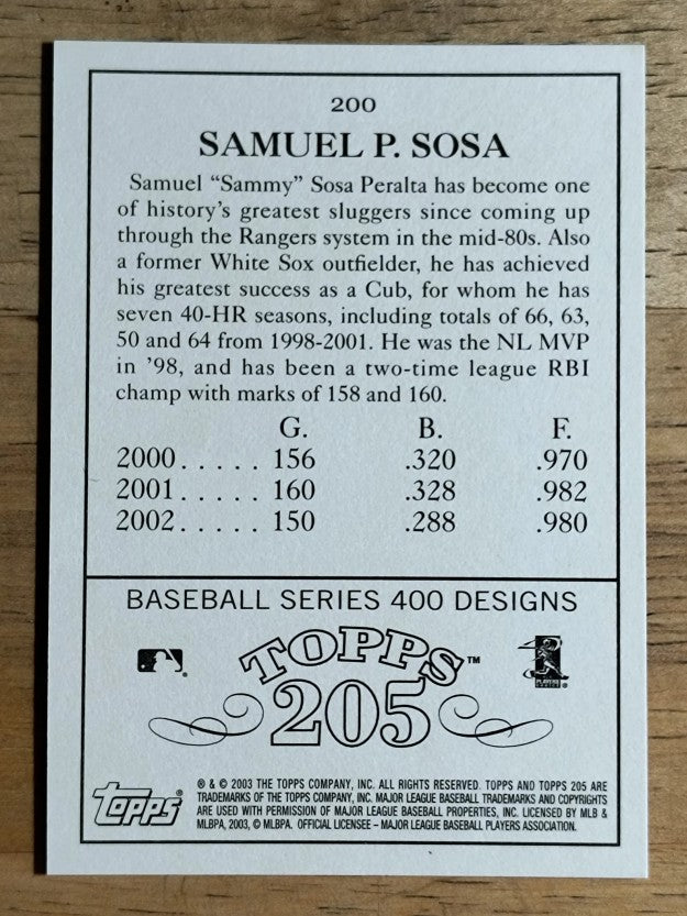 2003 Topps 205 #200 Sammy Sosa