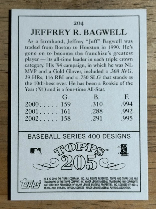 2003 Topps 205 #204A Jeff Bagwell w/Hat