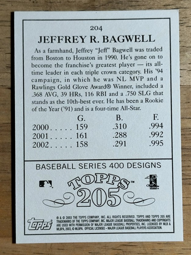 2003 Topps 205 #204B Jeff Bagwell w/o Hat