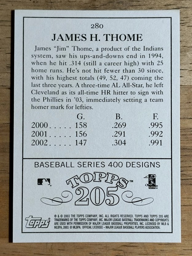 2003 Topps 205 #280B Jim Thome Green