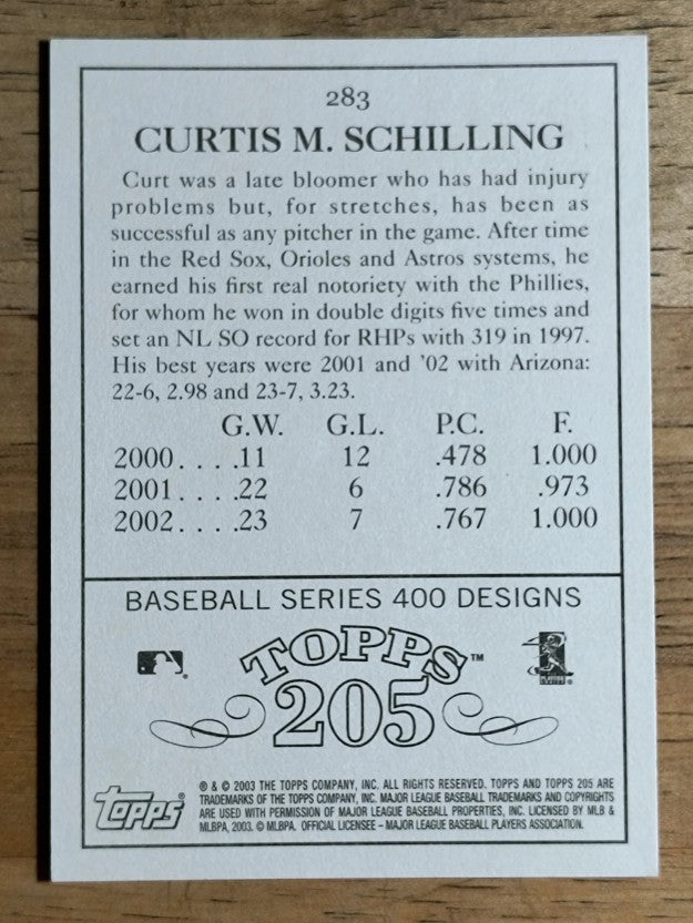 2003 Topps 205 #283B Curt Schilling Look Right