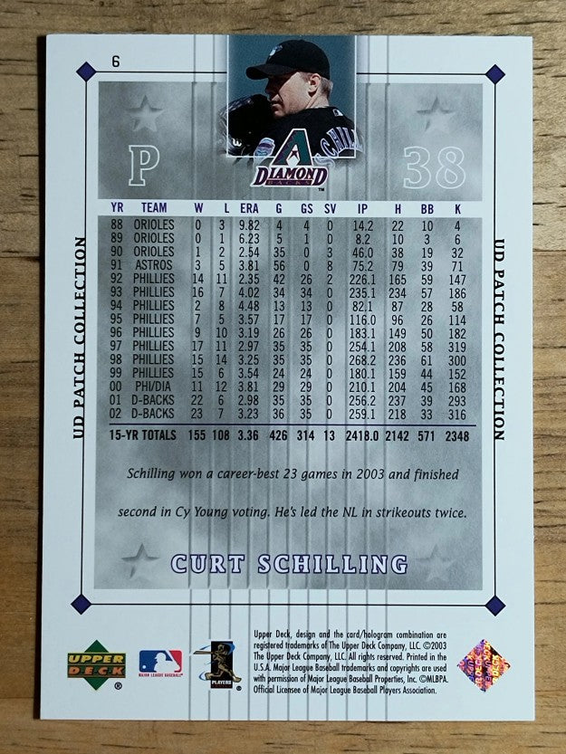 2003 UD Patch Collection #6 Curt Schilling SP