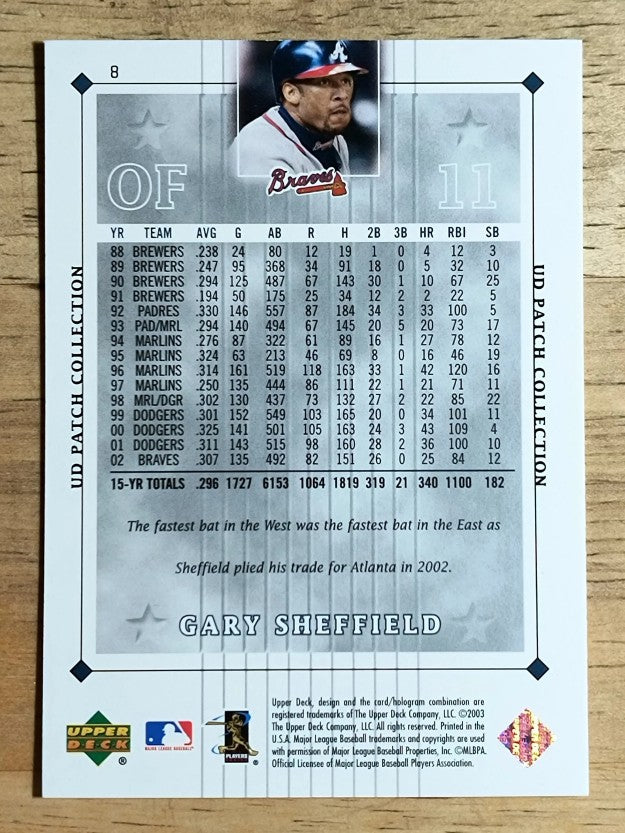 2003 UD Patch Collection #8 Gary Sheffield
