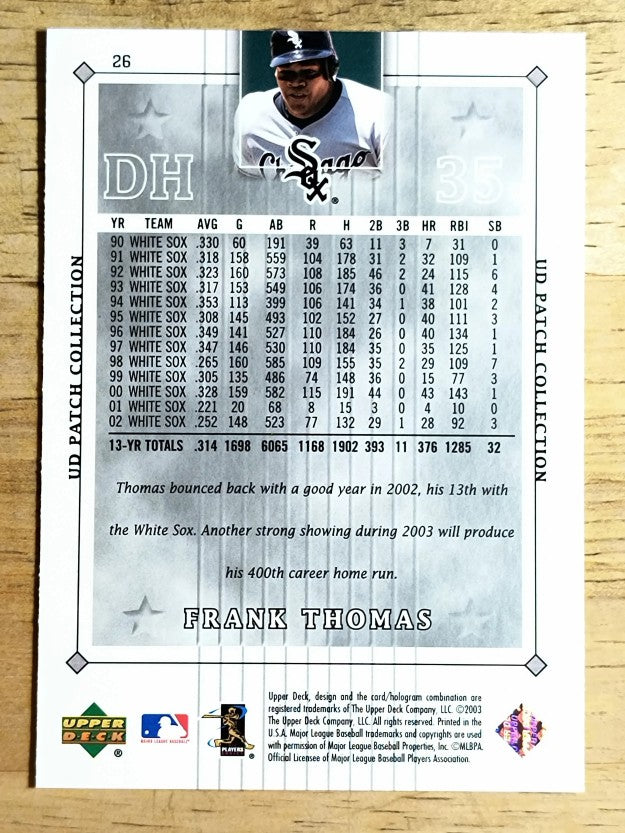 2003 UD Patch Collection #26 Frank Thomas