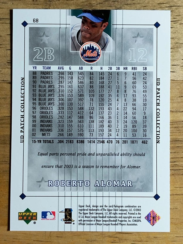 2003 UD Patch Collection #68 Roberto Alomar