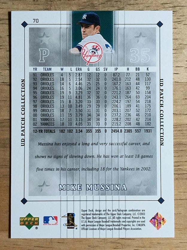 2003 UD Patch Collection #70 Mike Mussina SP