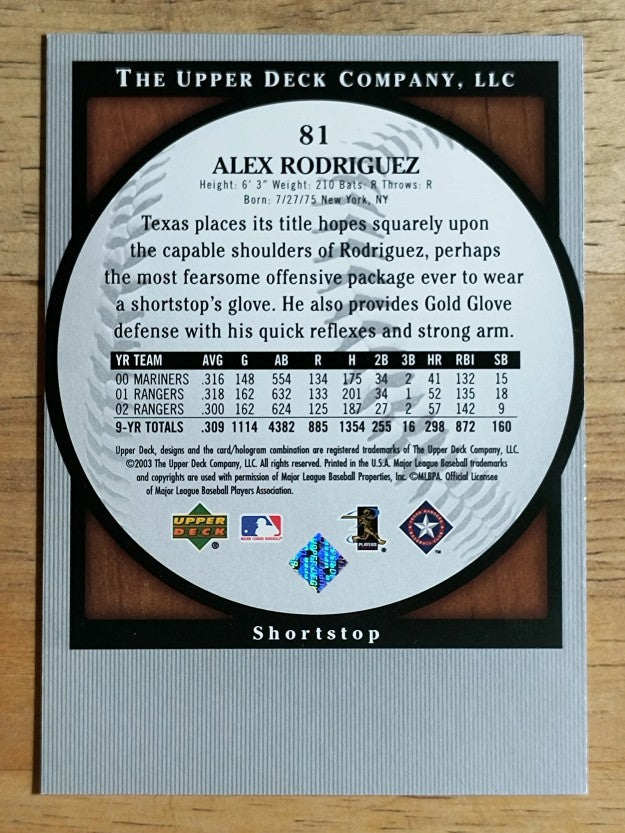 2003 Upper Deck Standing O #81 Alex Rodriguez