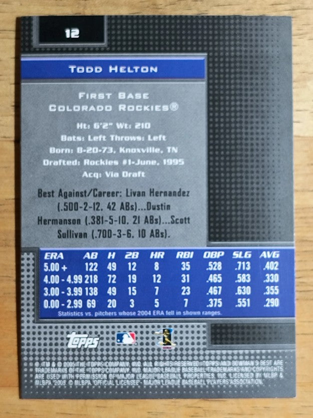2005 Bowman's Best #12 Todd Helton