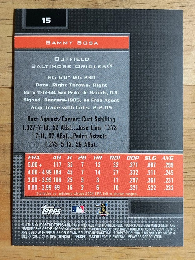 2005 Bowman's Best #15 Sammy Sosa
