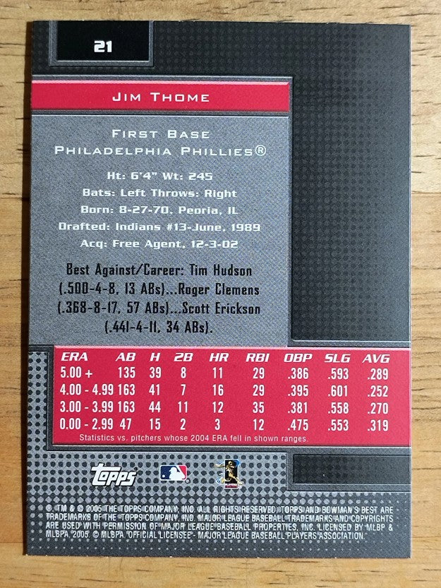 2005 Bowman's Best #21 Jim Thome