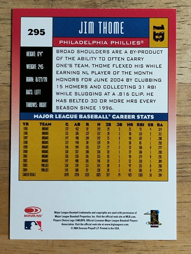 2005 Donruss #295 Jim Thome