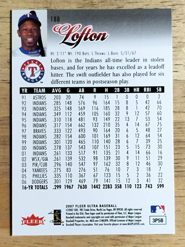 2007 Ultra #188 Kenny Lofton